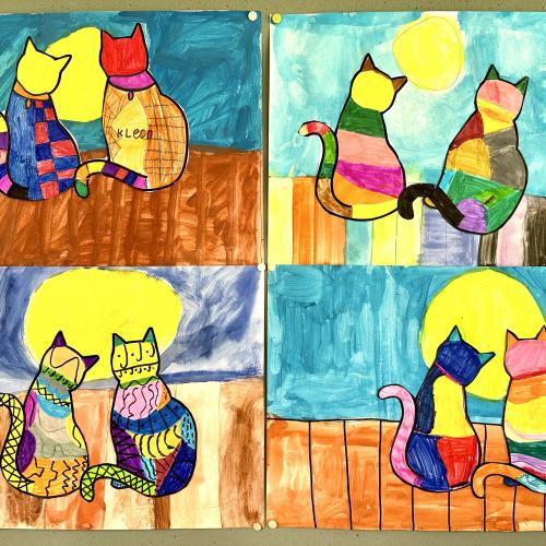 Katzen im Mondschein 
